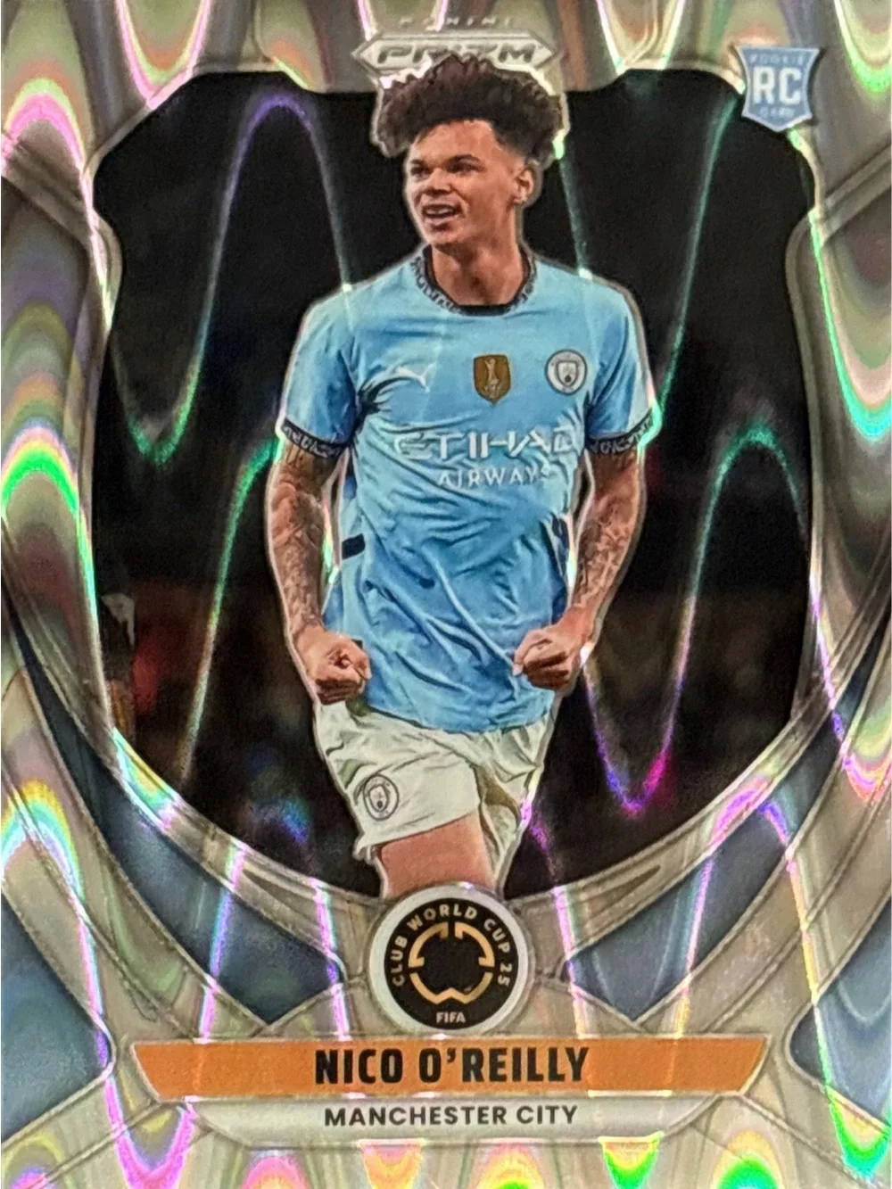 Panini Nico O'Reilly Manchester City Silver Holo RC Trading Card